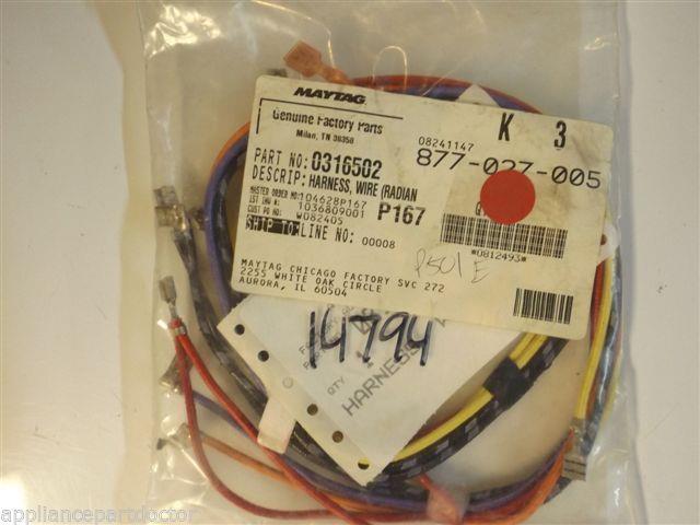 Maytag Amana Stove 0316502 Harness, Wire (radiant Elem Lh NEW IN BOX Maytag Amana Stove 0316502 Harness, Wire (radiant Elem Lh NEW IN BOX